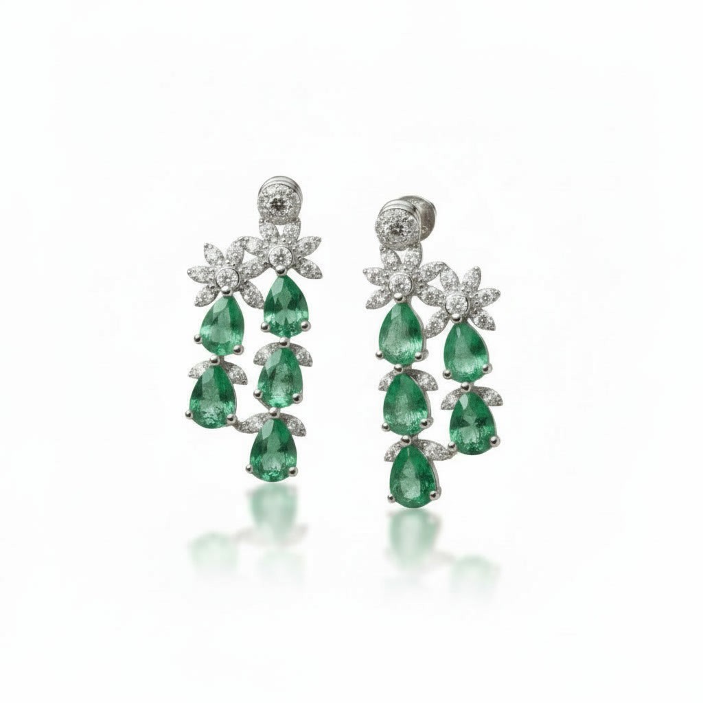 Colombian Emerald Gemstone Earrings Pear Cut 3x4mm, Emerald Jewelry for Women
