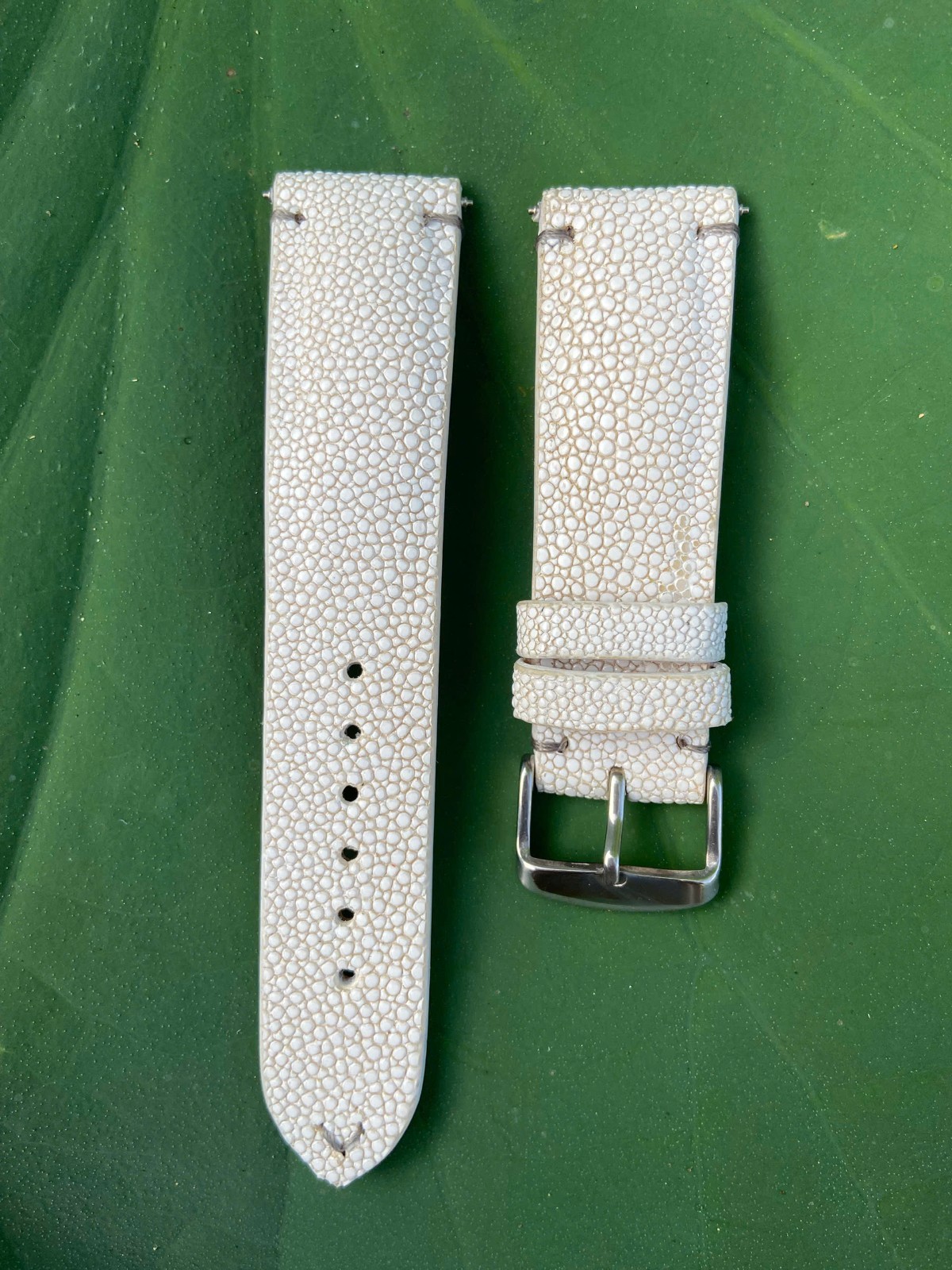 White Stingray Leather Watch Strap Band, Size 18mm 19mm 20mm 21mm 22mm 24mm 26mm
