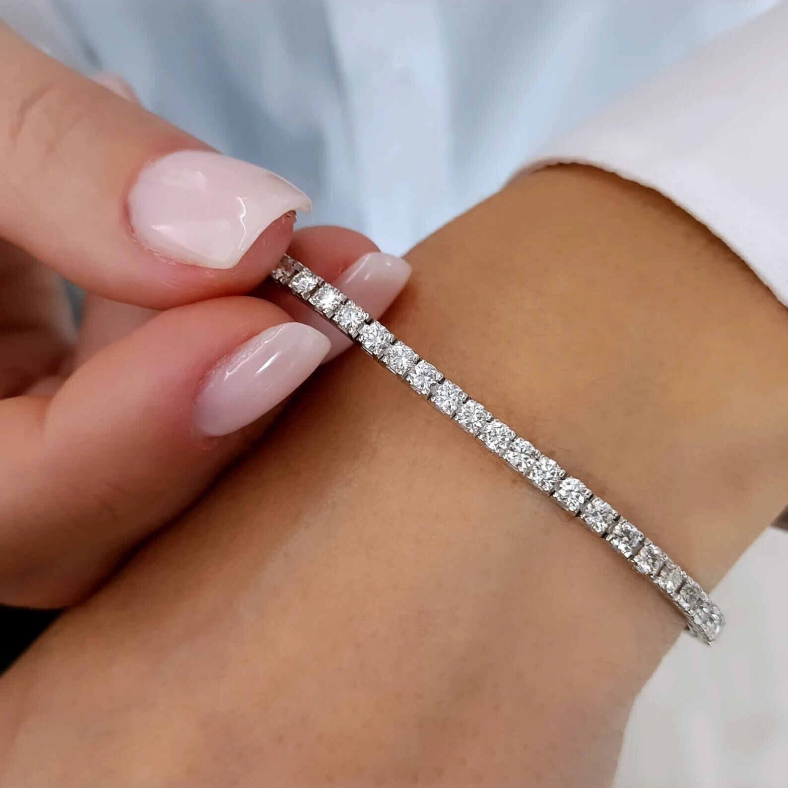 Specially For Her Birthday 6Ct Lab Grown Diamond Tennis Bracelet 925 Silver 8″