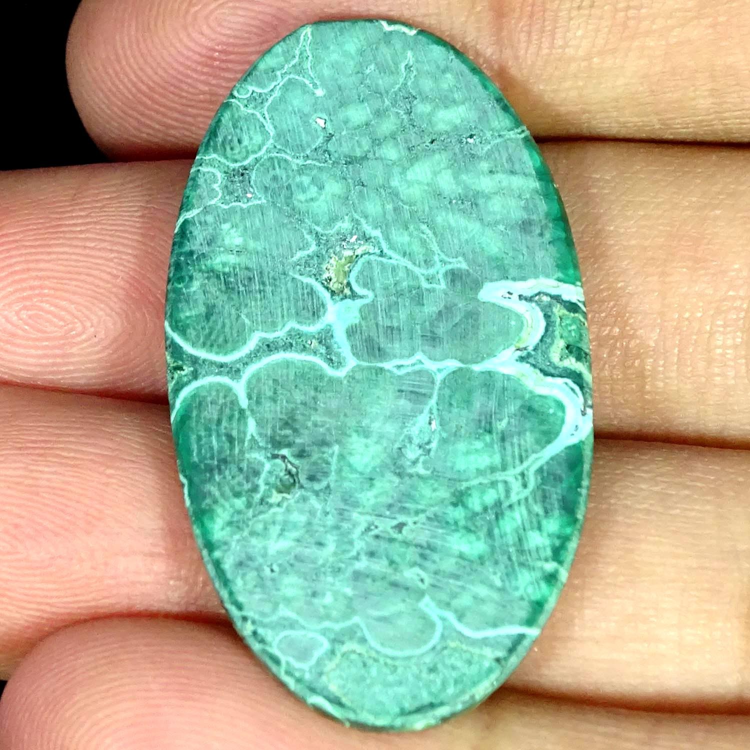 43.50Cts 100% Natural Royal Malachite Oval Cabochon Gemstone 22X42X4MM