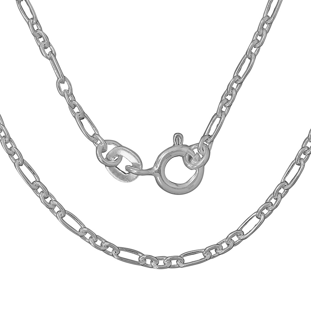 18 inch Figaro Style Chain 925 Sterling Silver Jewelry 6116