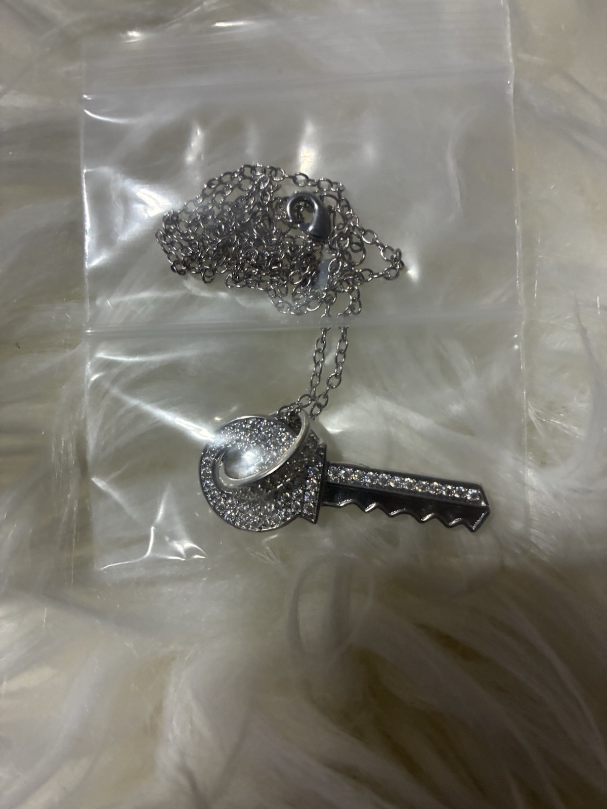 1.25 Ct White Gold Over Brass Moissanite Key Pendant And Necklace