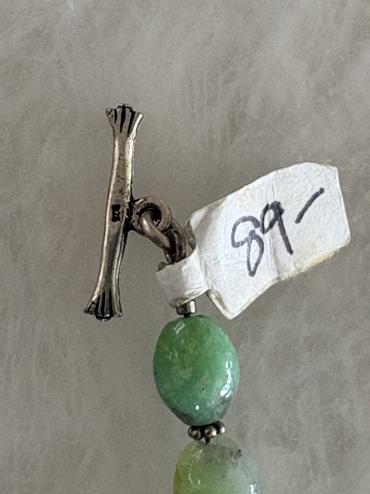 CHRYSOPRASE BEADED NECKLACE – Sterling Silver 925 – Artisan Shell Tag – NEW