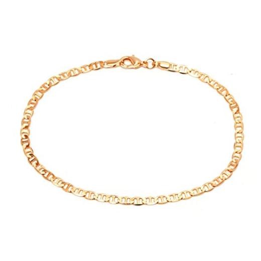 18K Gold Plated Flat Marina Link Anklet for Women – Made In Brazil 9.0 Inches