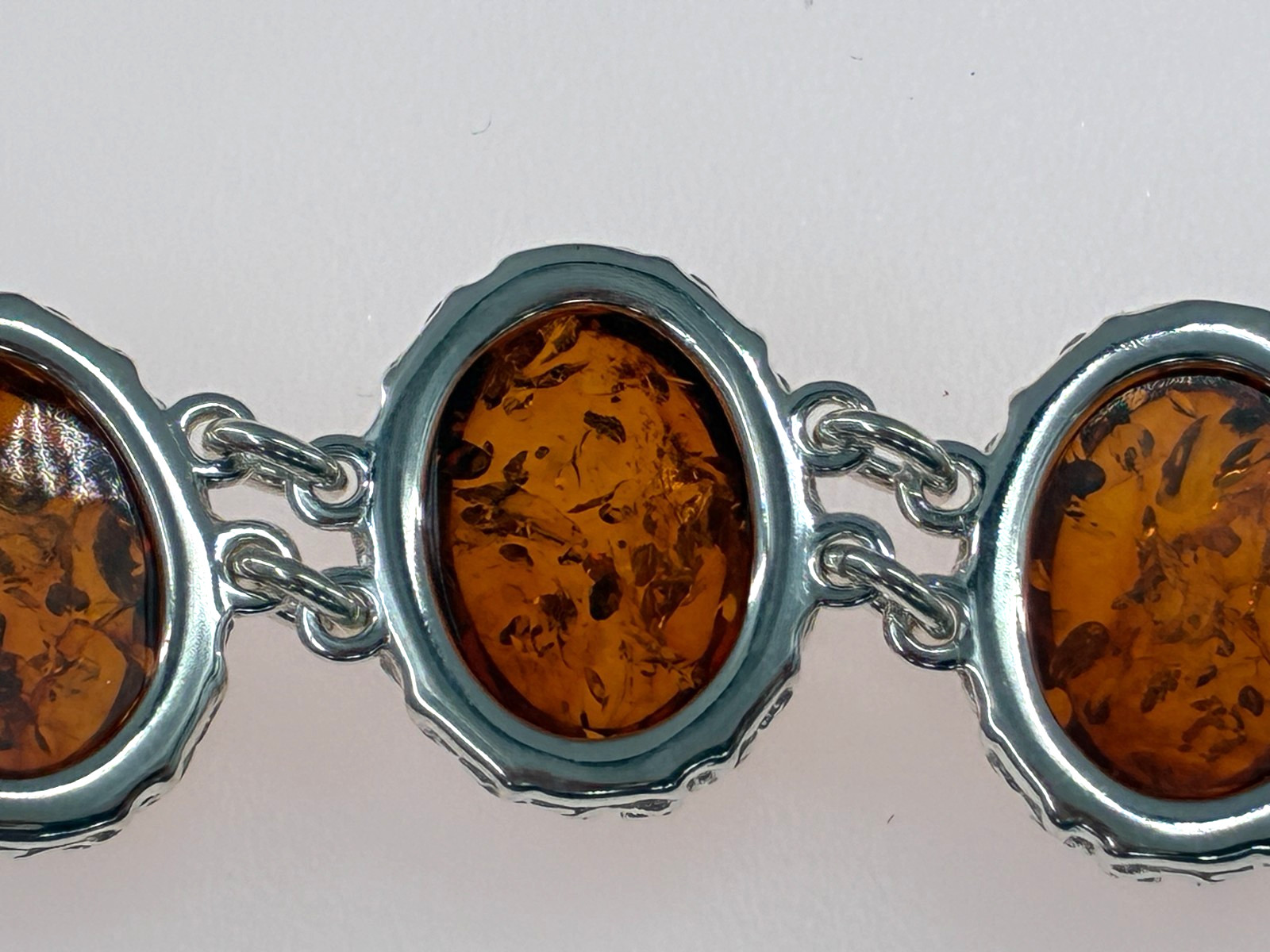 Baltic Amber Extraordinaire Cognac Orange Toggle Bracelet Sterling 925 6-6.75in