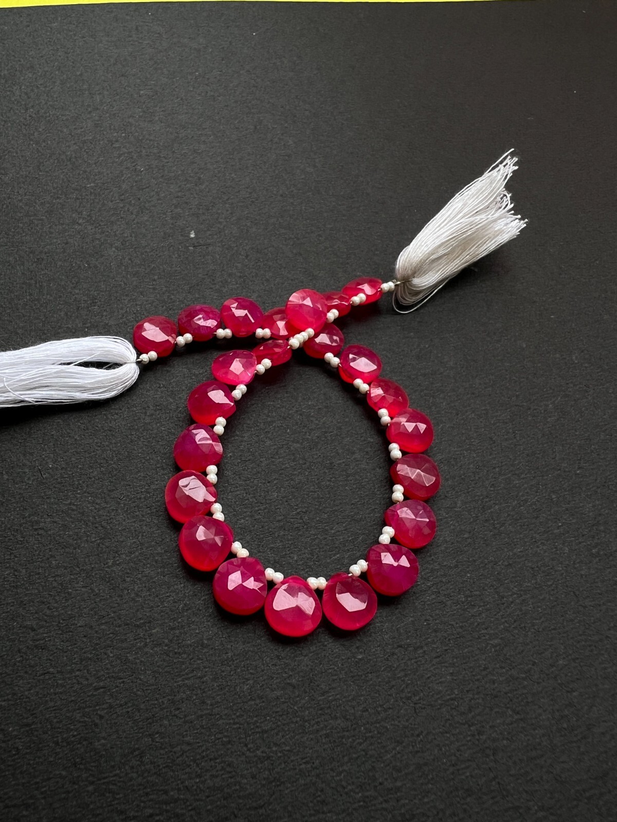 Hot Pink Chalcedony Faceted Pear Briolette Beads 1Strand 8-9mm Teardrop Gemstone