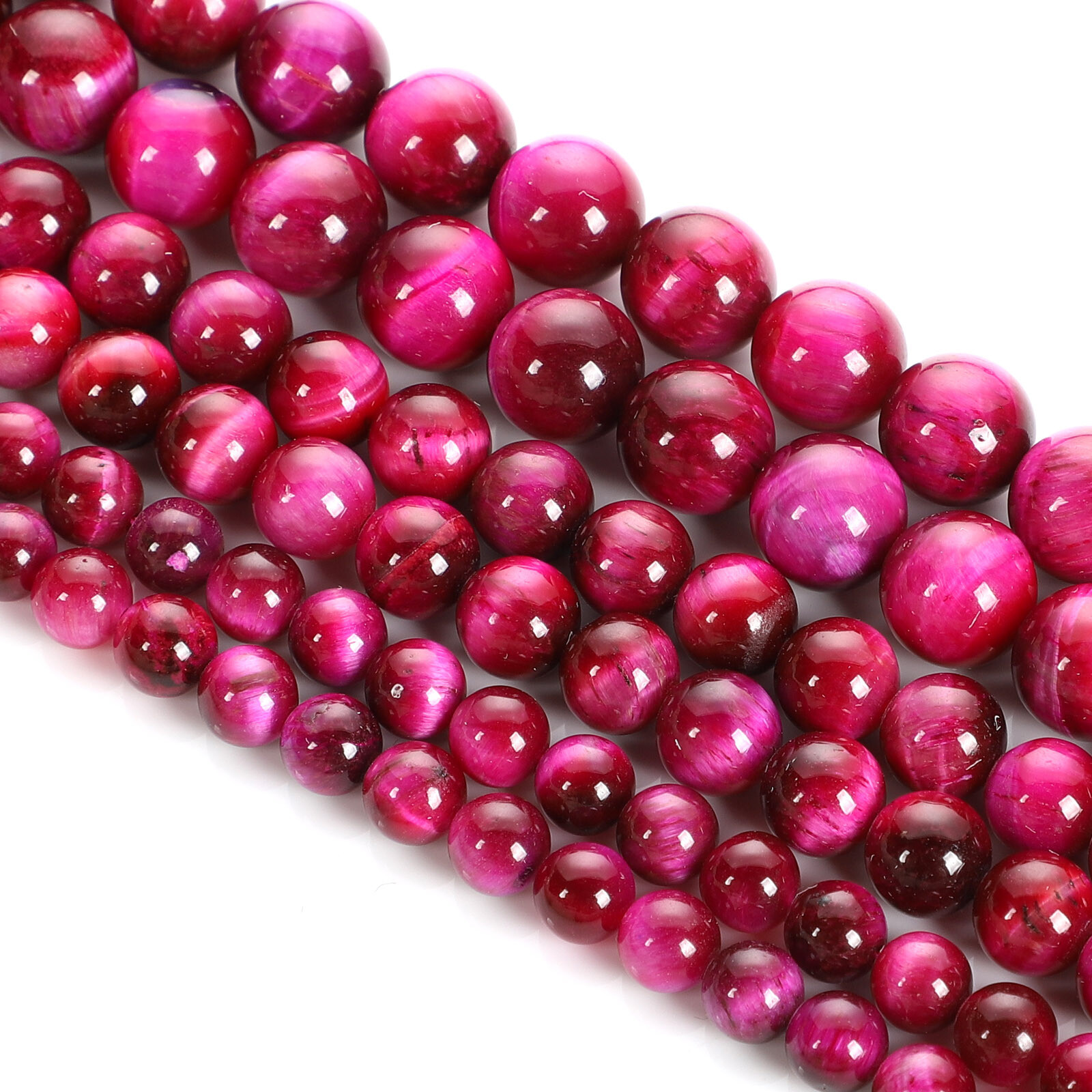 Natural Tiger’s Eye Gemstone Smooth Round Loose Beads for DIY Bracelet Necklace