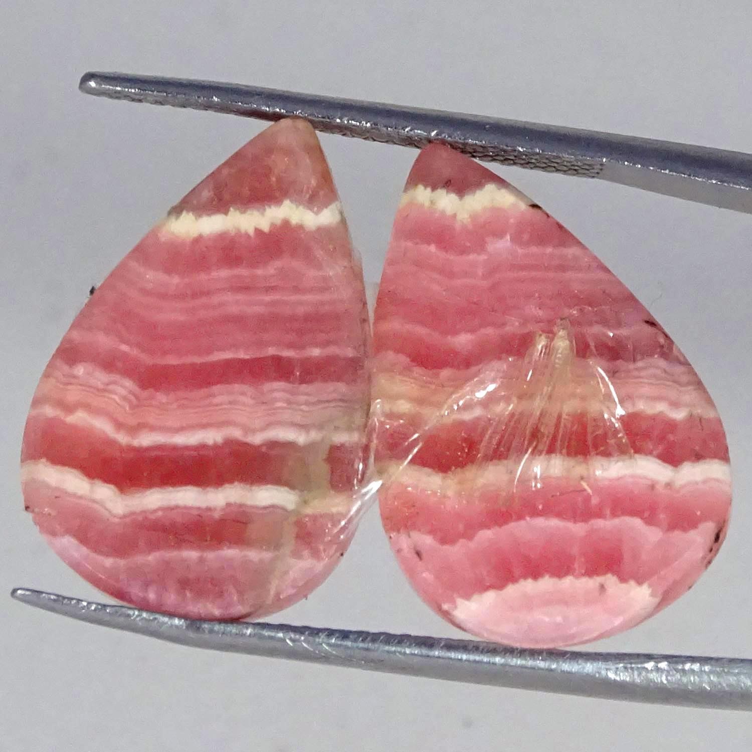 20.50Cts Natural Rhodochrosite Pair Pear Cabochon Loose Gemstone 12X19X3MM