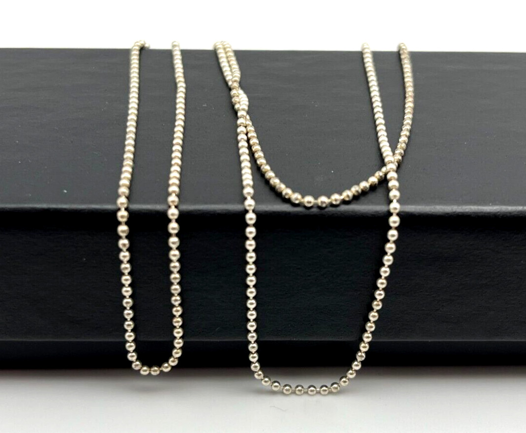 MSCO Petite Solid Sterling Silver 925 MICRO BEAD BALL 24 ” in NECKLACE Mini