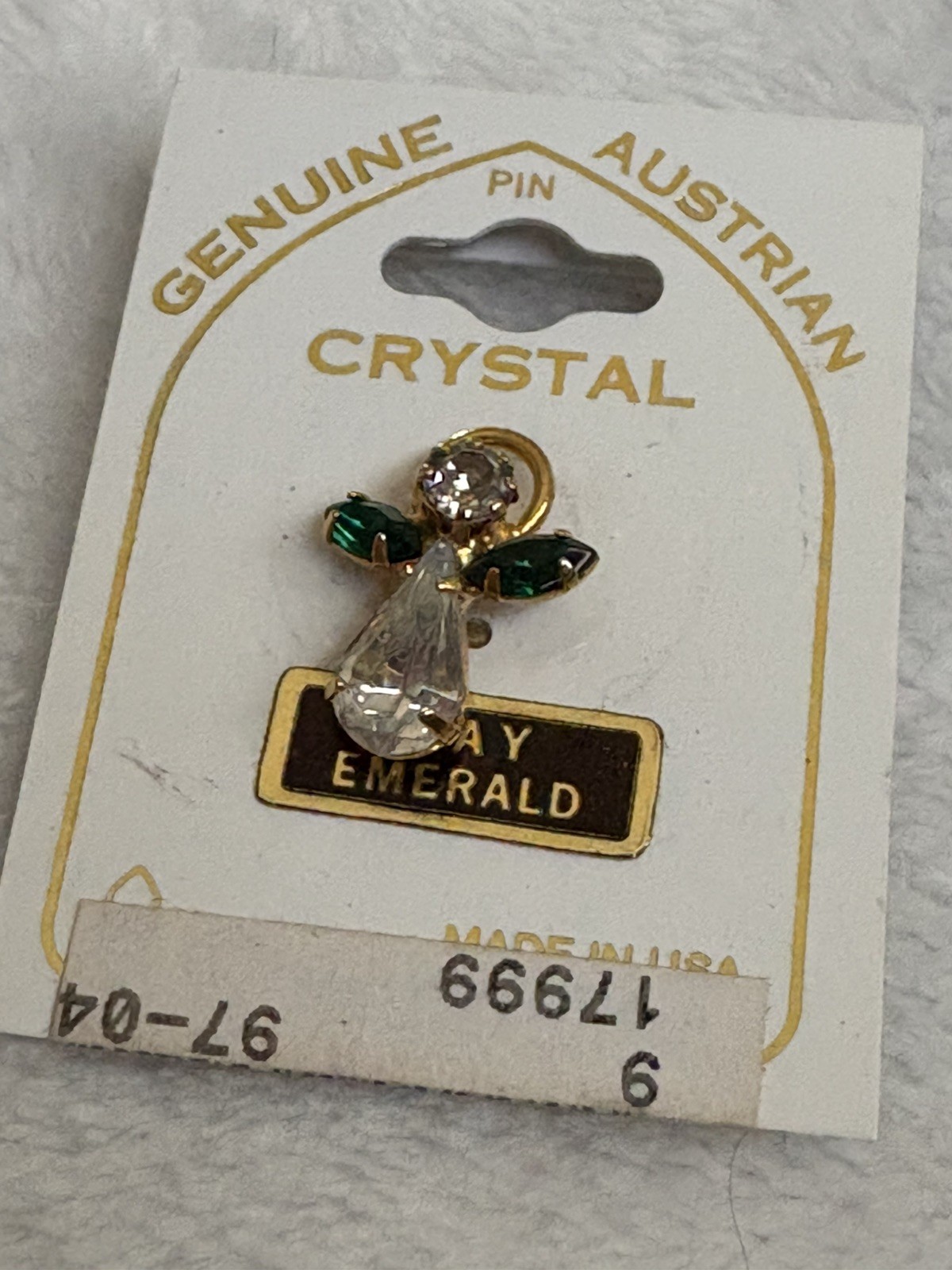 ROMAN INC Heavens Pearls Angel Pin Brooch August Peridot Green Birthstone USA