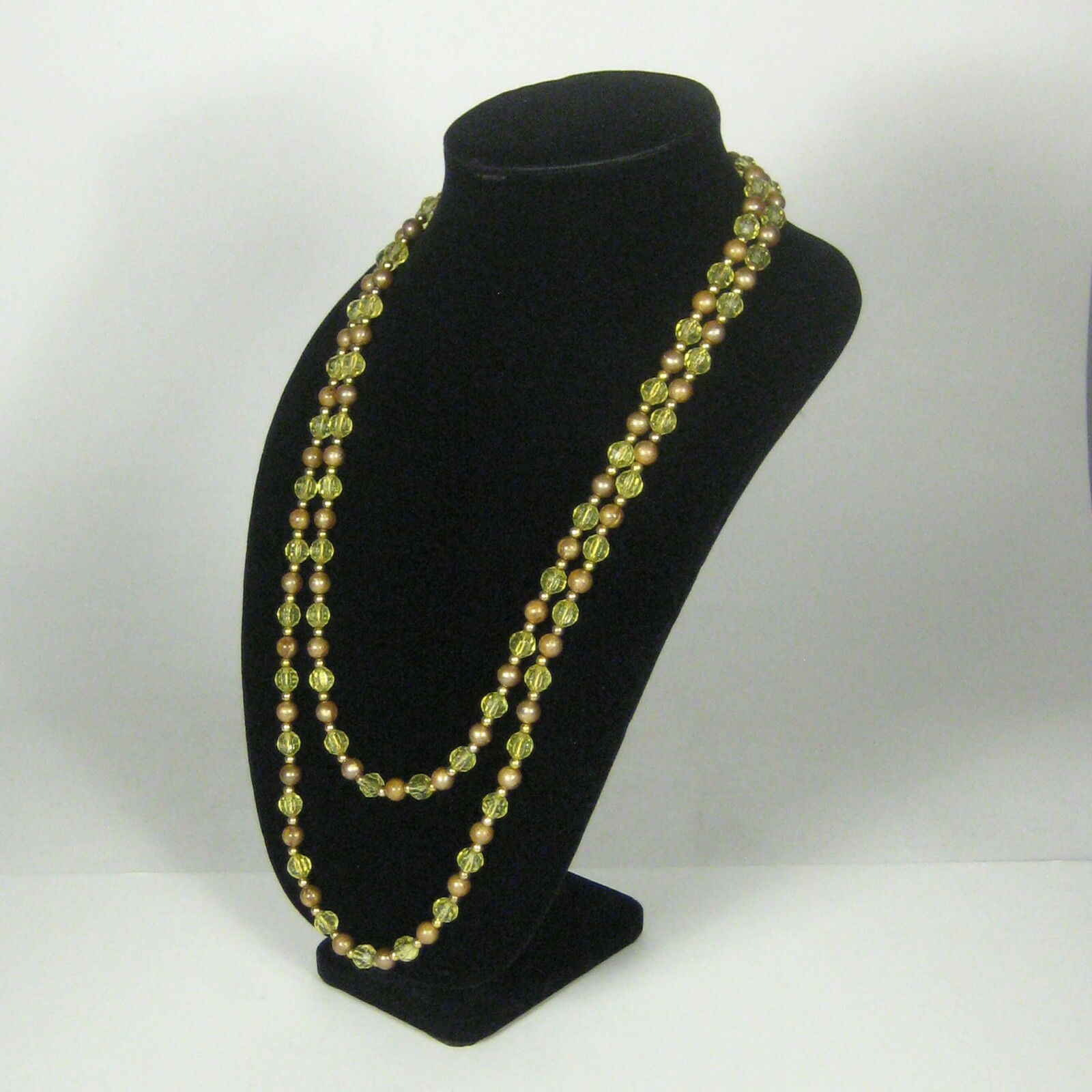 Necklace Women Goldtone 56 Inch VTG 70s 60s Estate Strand String Beaded Yellow