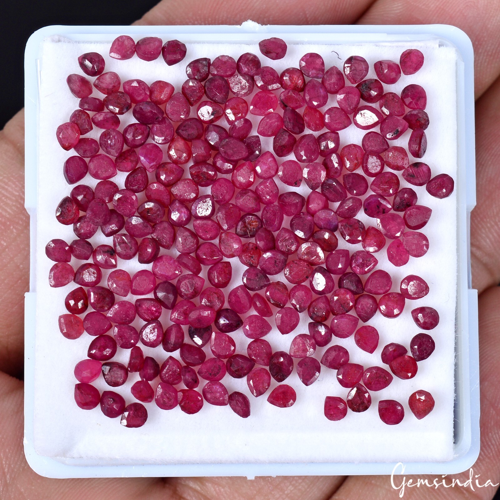 200 Pcs Natural Red Ruby Pear Cut Calibrated 3×2.3mm Loose Gemstones Lot