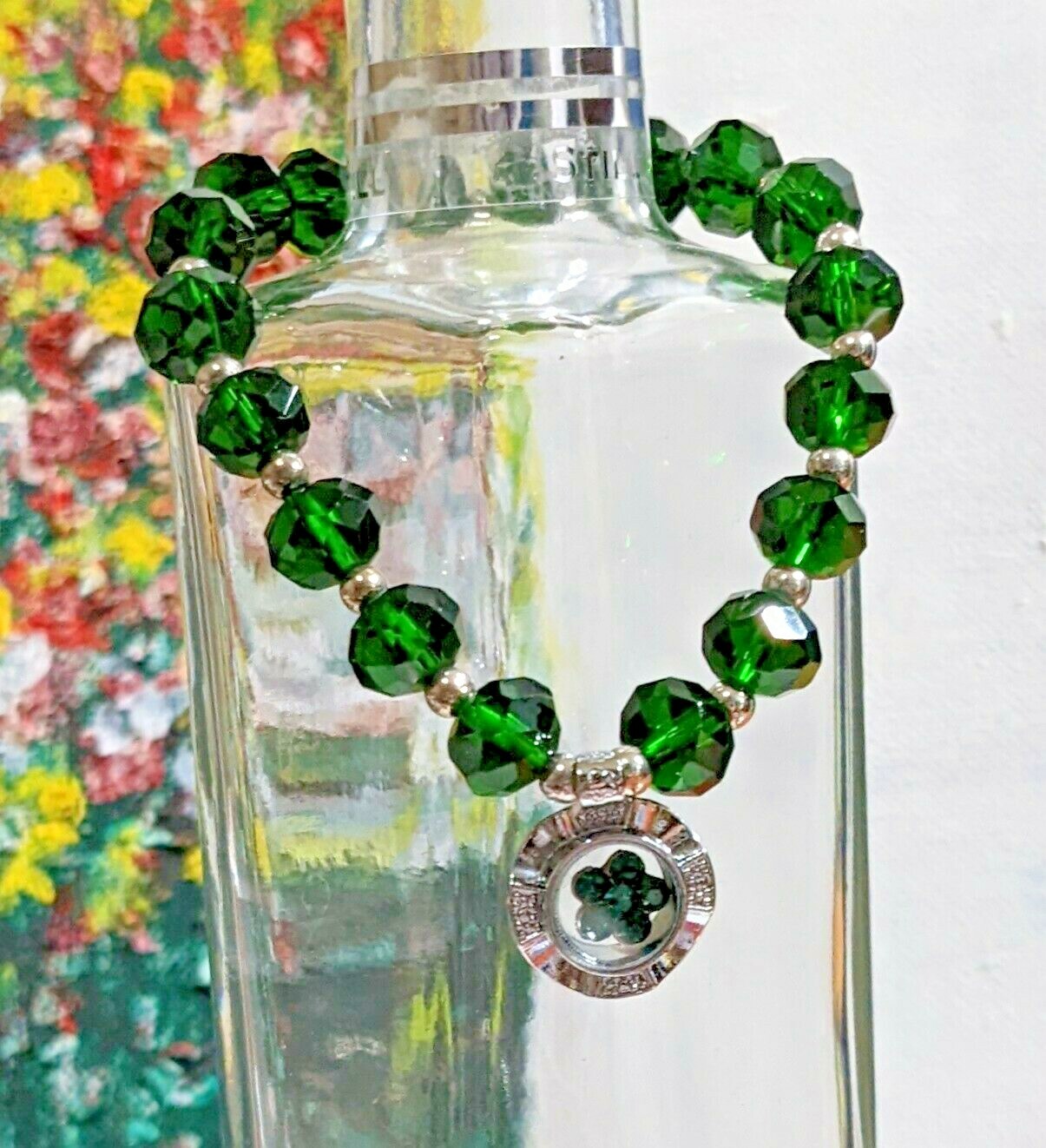 Birthstone Bracelet EMERALD Green Bracelet for Women Beaded Stretch May