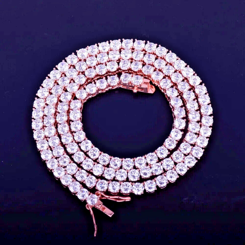 Tennis Chain Necklace Zircon Men Women Iced Out Hip Hop 6mm Copper Love Gift New
