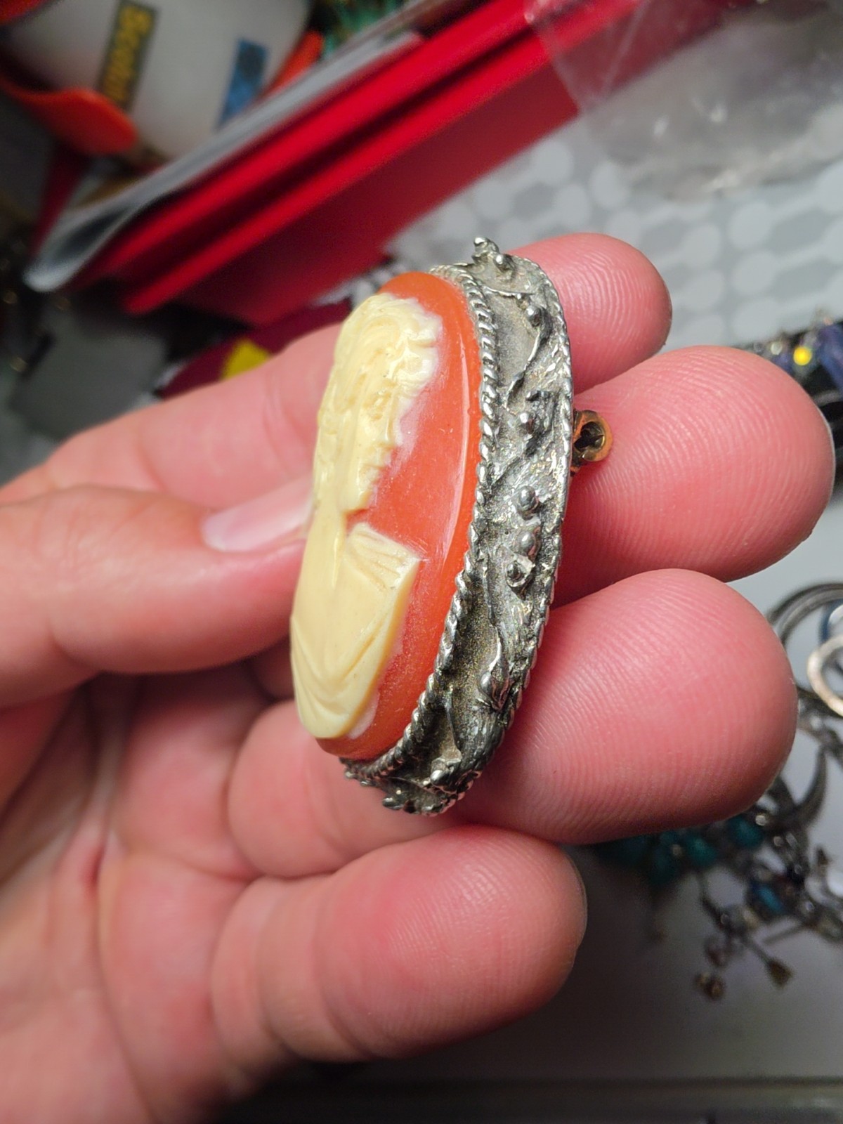 Vintage Large Cameo Pendant Brooch