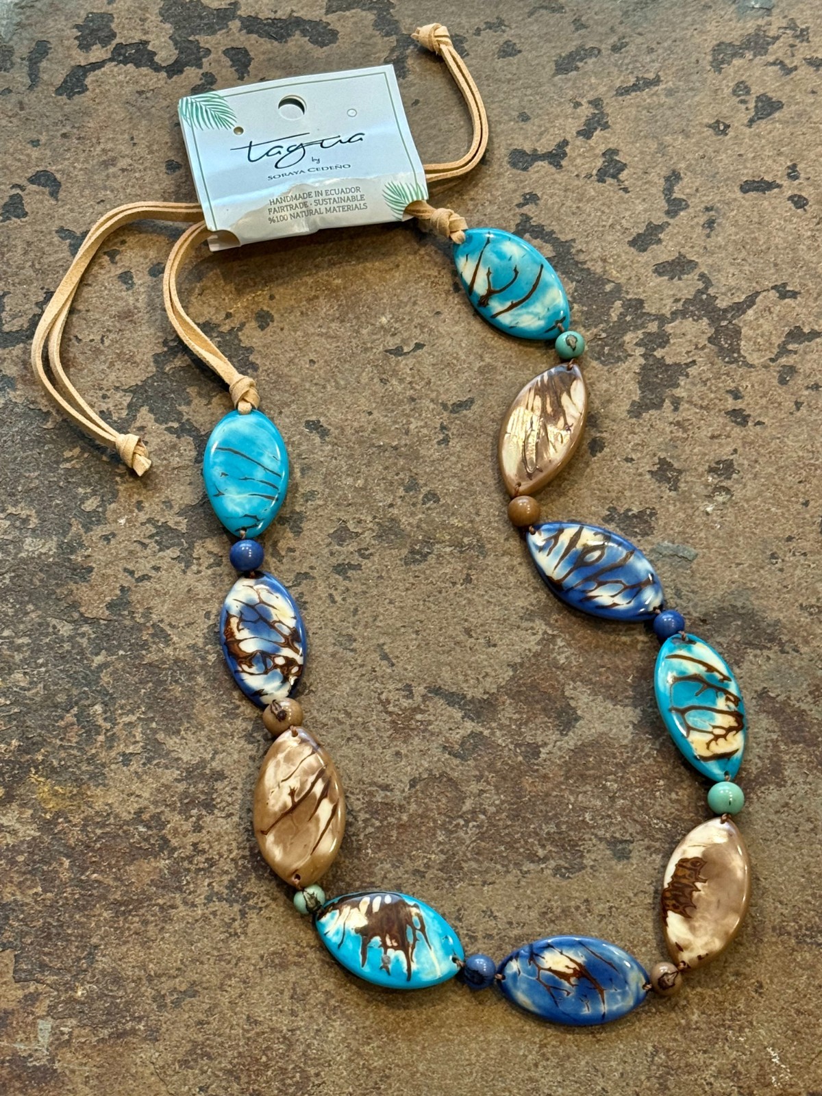 TAGUA NUT “GRANADA” NECKLACE ORGANIC ARTISAN HANDMADE BOHO STATEMENT JEWELRY NEW