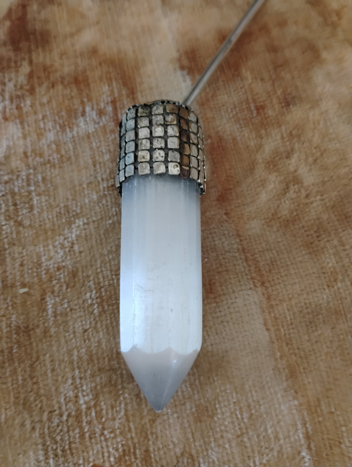 Gorgeous Polished Selenite Assemblage Necklace Vintage Mercury Glass Beads