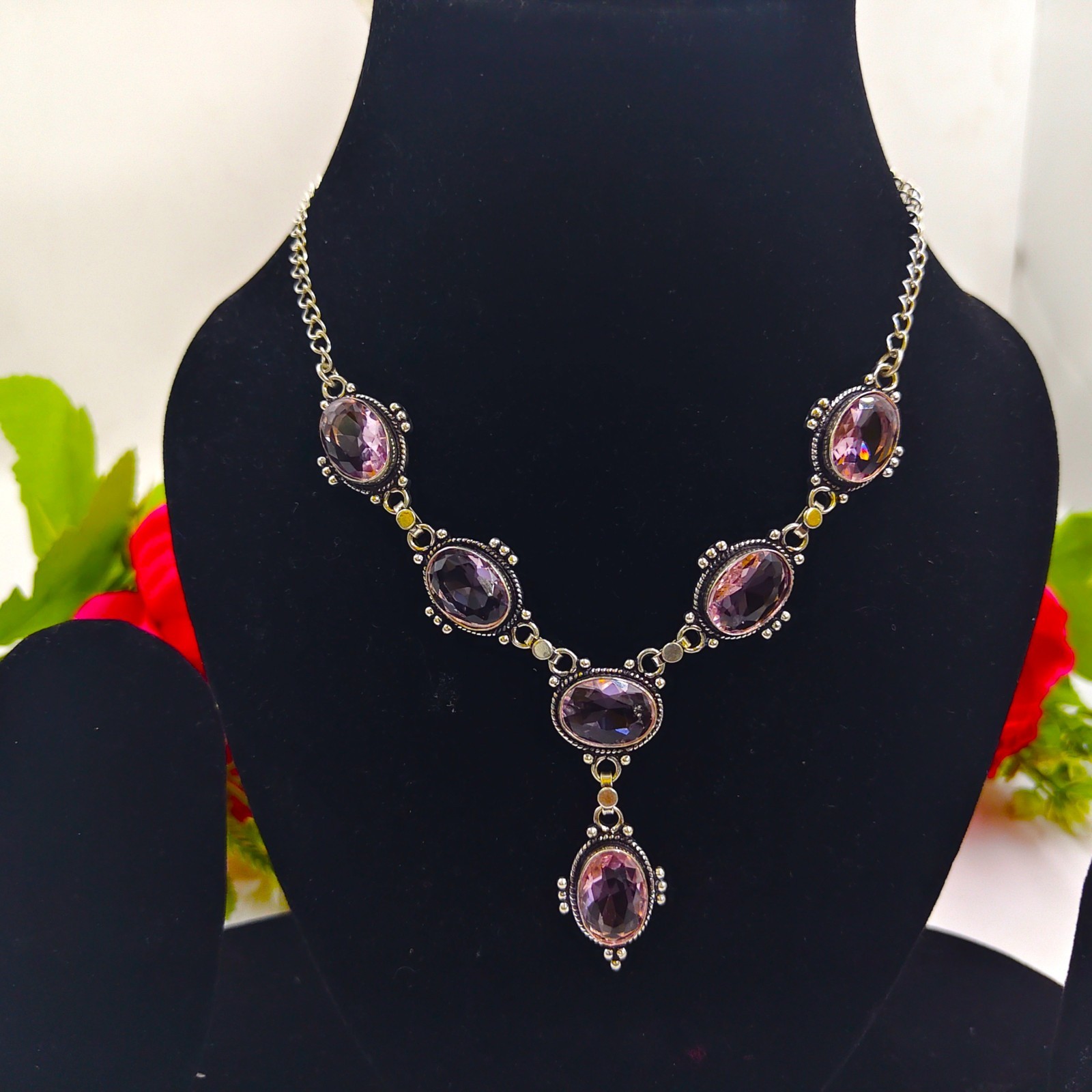 Pink Kunzite Gemstone Handmade 925 Sterling Silver Jewelry Necklace Sz-17-18″