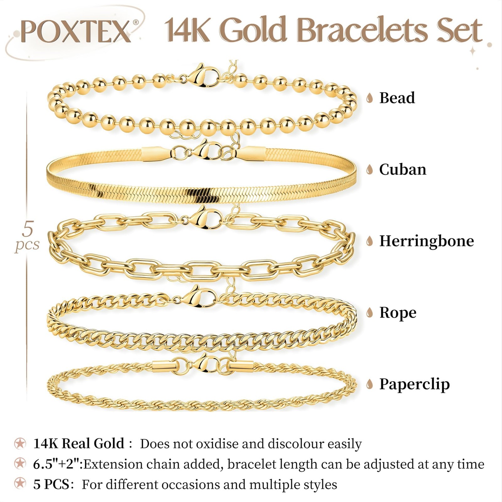 Gold Bracelets Set for Women Stack, Chunky Thick Bracelets Stack for Women Tr…