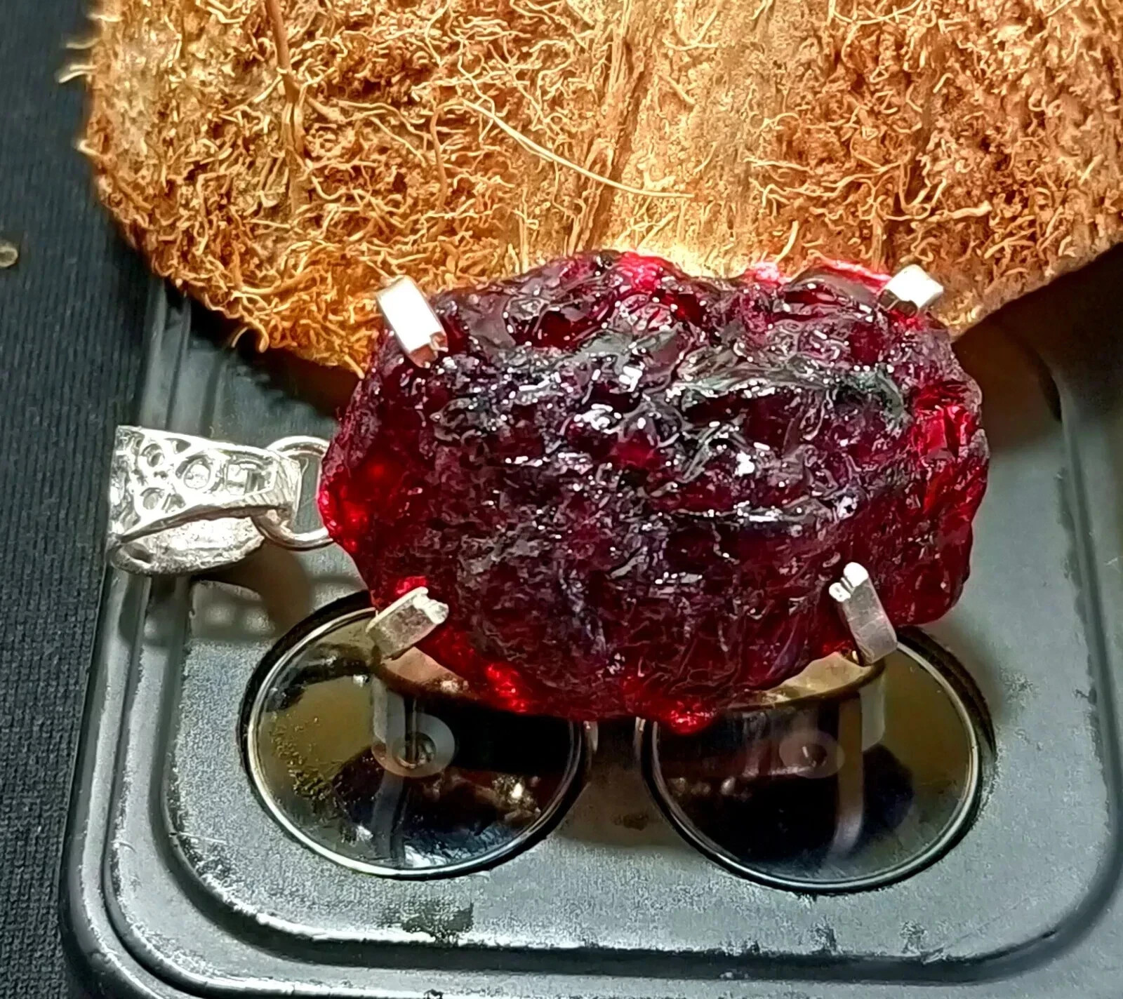 Certified 125 Ct+ Natural Painite Raugh Shape 925 Solid Silver Pendant Gemstone