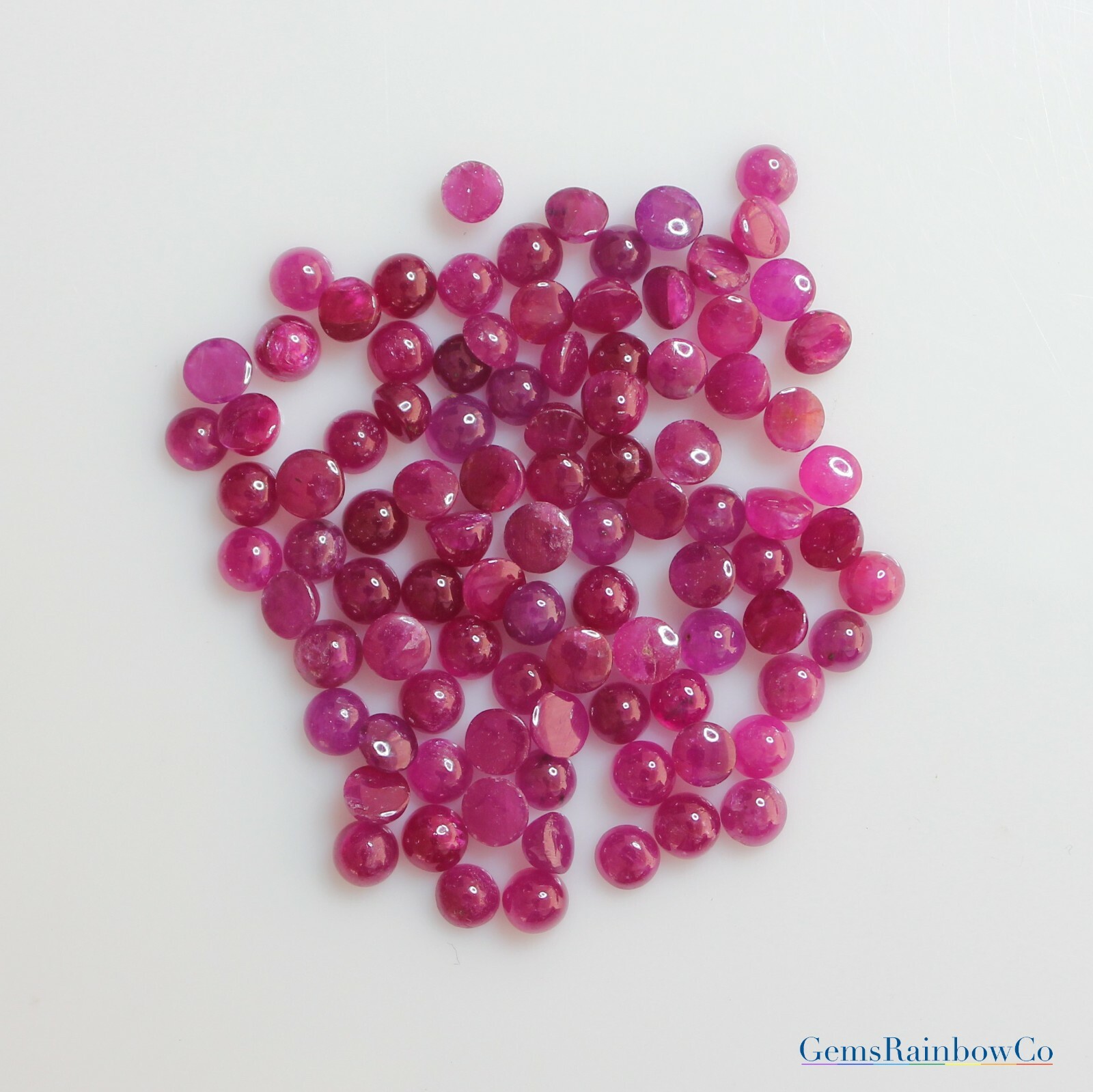 Red Round Ruby Cabochons, Natural loose gemstone in sizes 3mm to 4mm AAA Quality