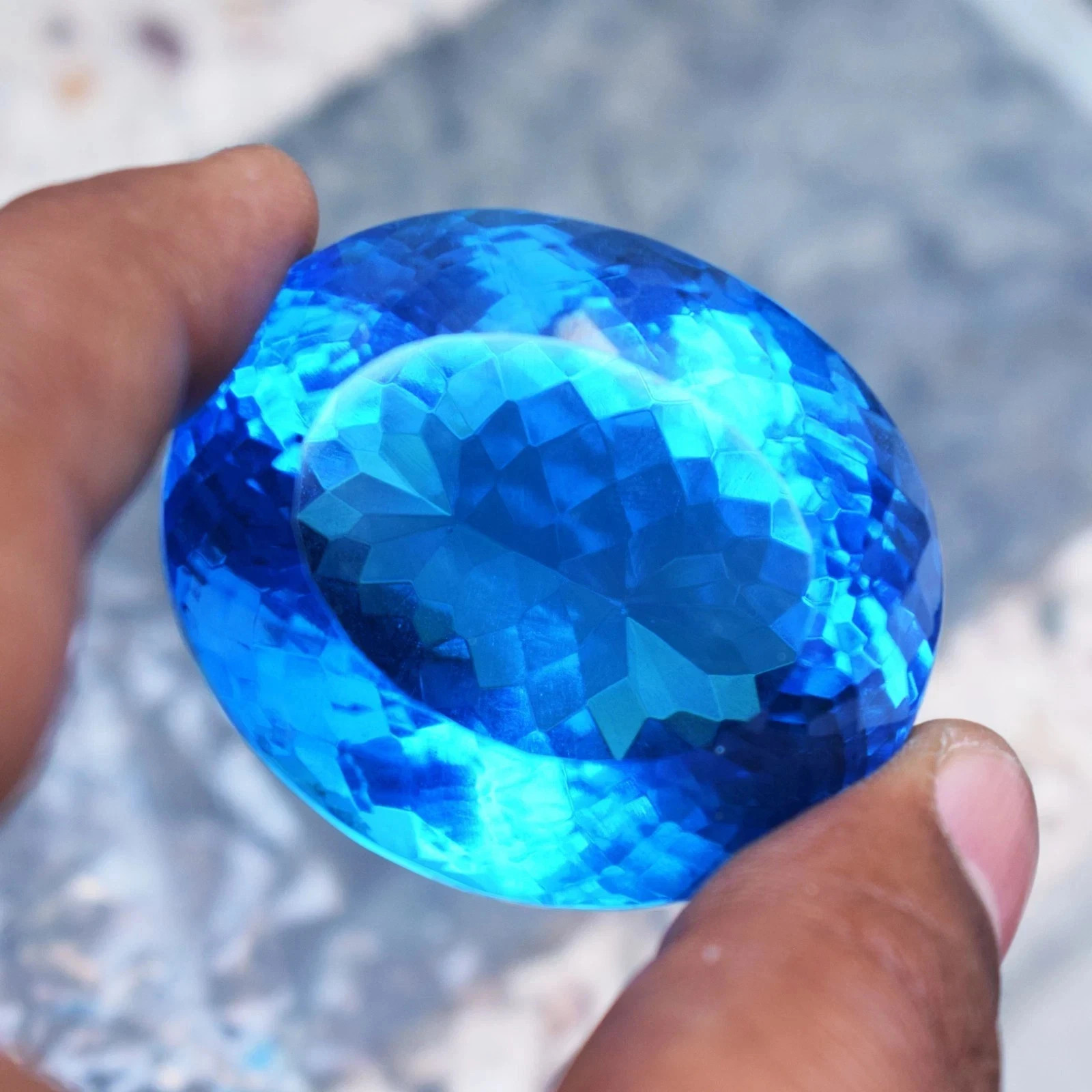 Huge 374 Ct Flawless Swiss Blue Topaz Oval Cut Certified Loose Gemstone
