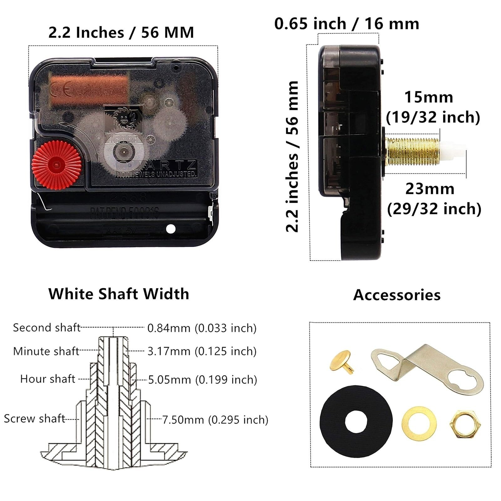 TIKROUND Quartz Clock Movement Mechanism Repair Parts – Black Hands
