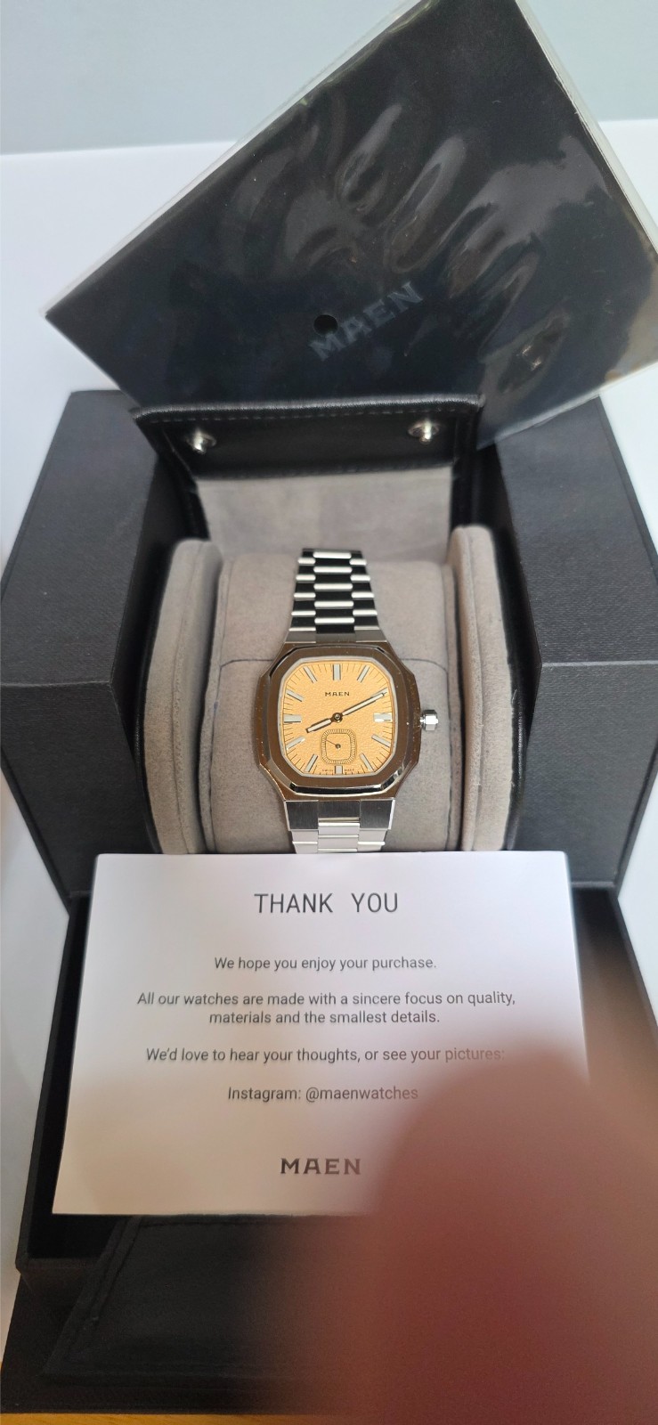 Maen Manhattan 37 Ultra Thin Watch Salmon Tuscan Hammered Dial Steel M2.2.3