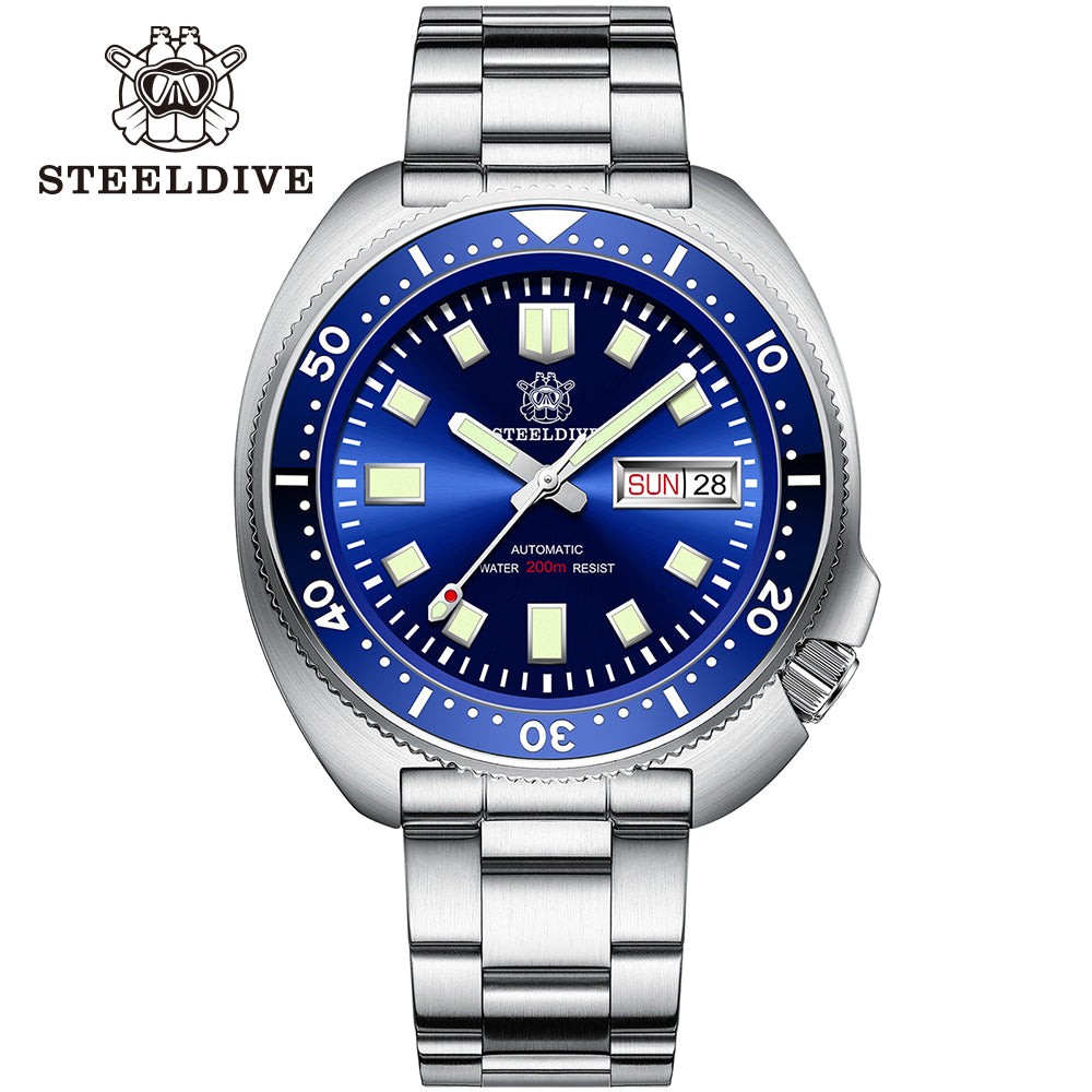 STEELDIVE SD1970W Mens Turtle 43.8mm 200M Automatic Dive Watch NH36 Sapphire
