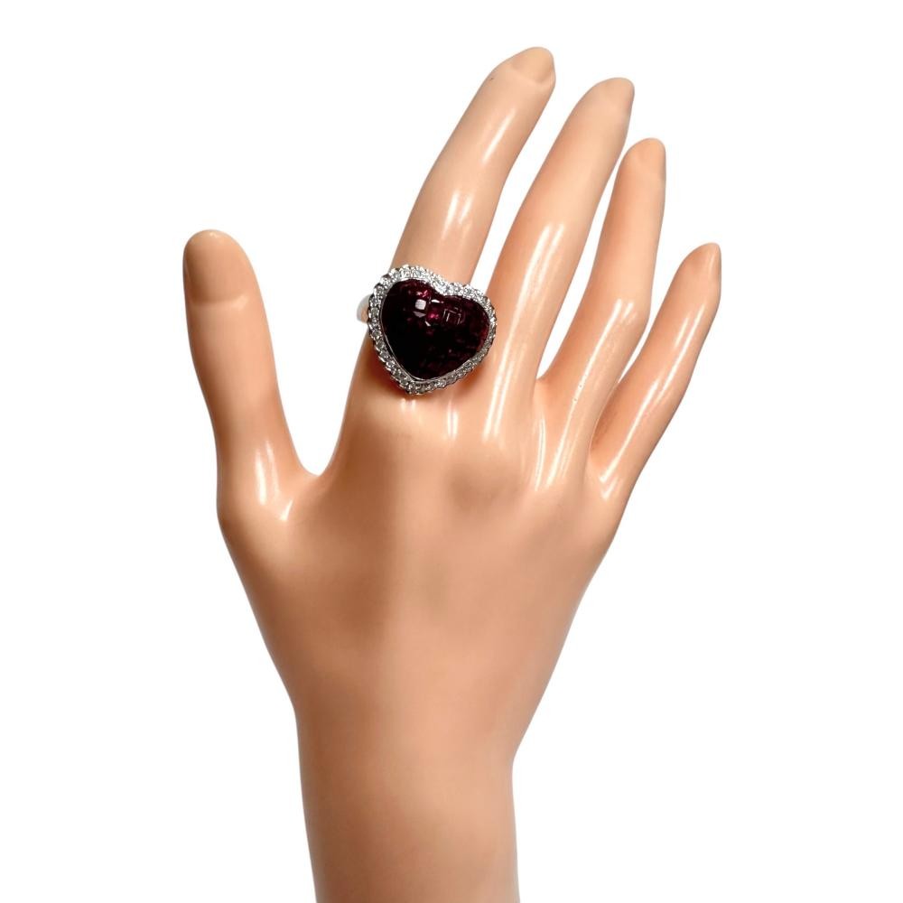US 6.6 heart Ruby (Mystery Setting) 4.90ct diamond Total 0.40ct Ring K18WG w…