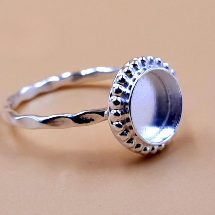 925 Sterling Silver 10mm Round Bezel Cup Ring Blank Handmade DIY Jewelry Setting