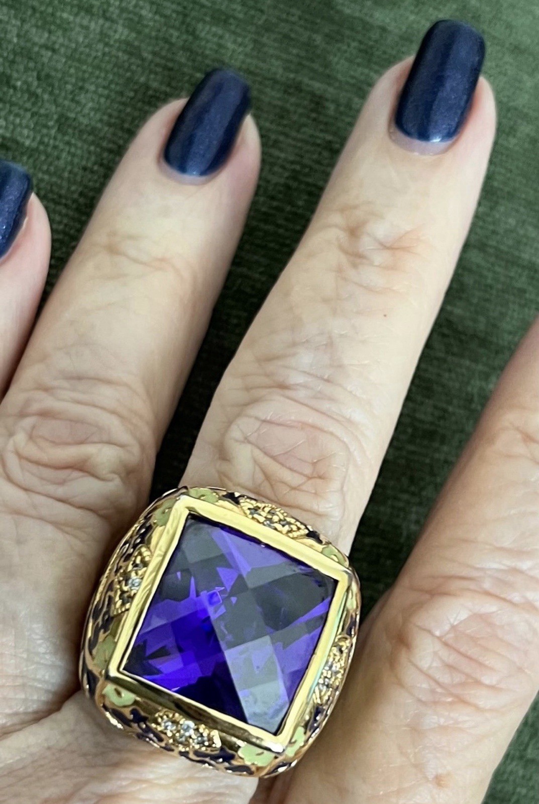 Amethyst Faux Large Fancy Ring Gorgeous