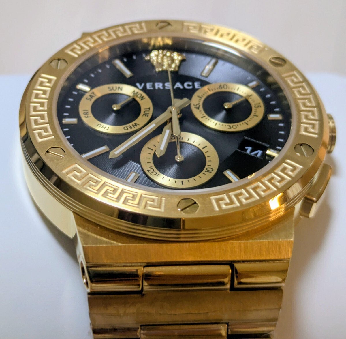 [B1P] VERSACE Greca Logo Chrono VEZ900421 Gold Chronograph Watch [k7n]