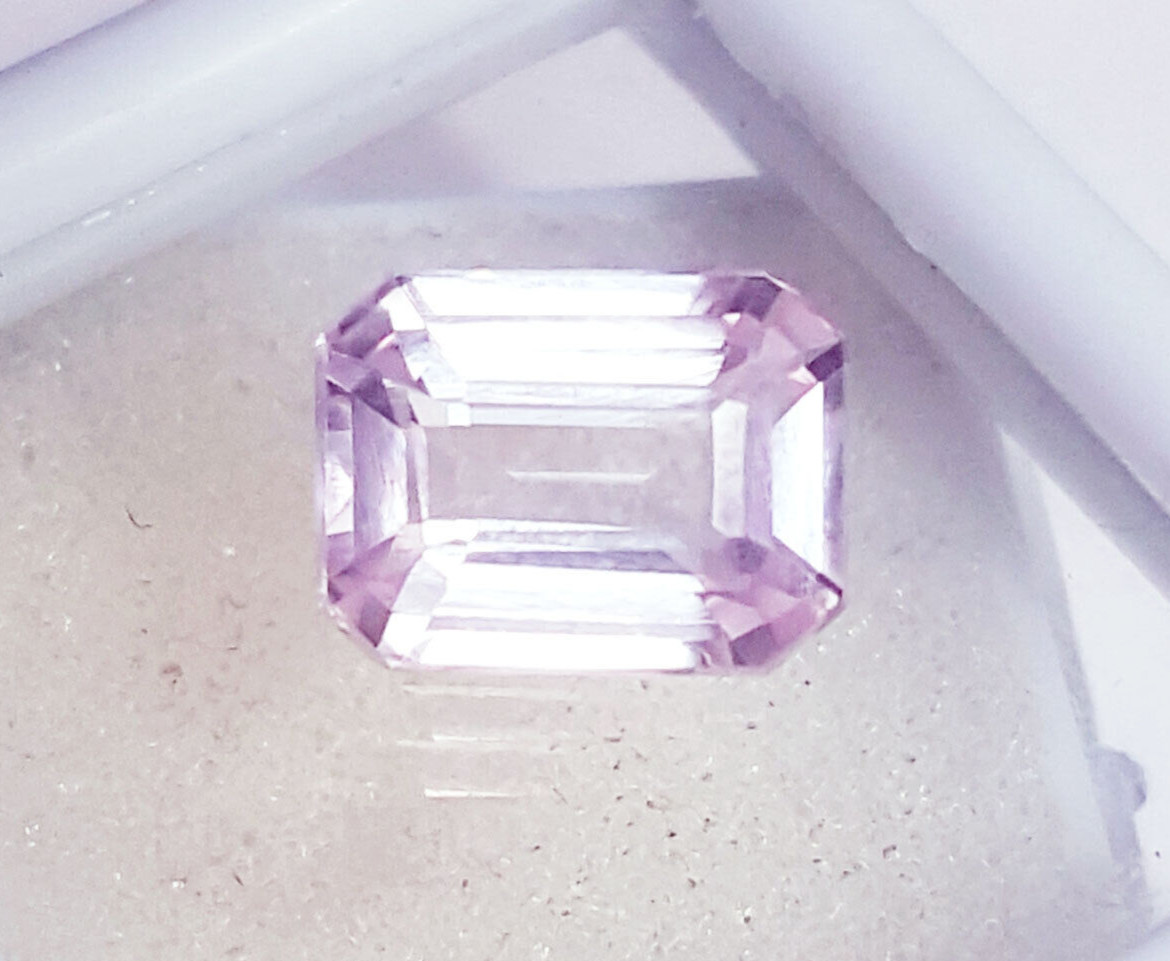 GIE Certified 6.80 Ct Natural Light Pink Sapphire Emerald Shape Loose Gemstone