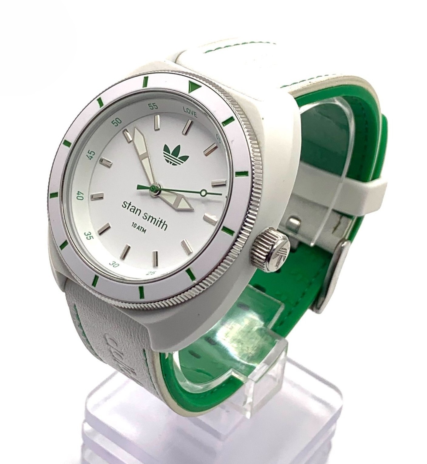 adidas Stan Smith ADH2931 Quartz Men’s White Dial Green Watch Japan – Rank B