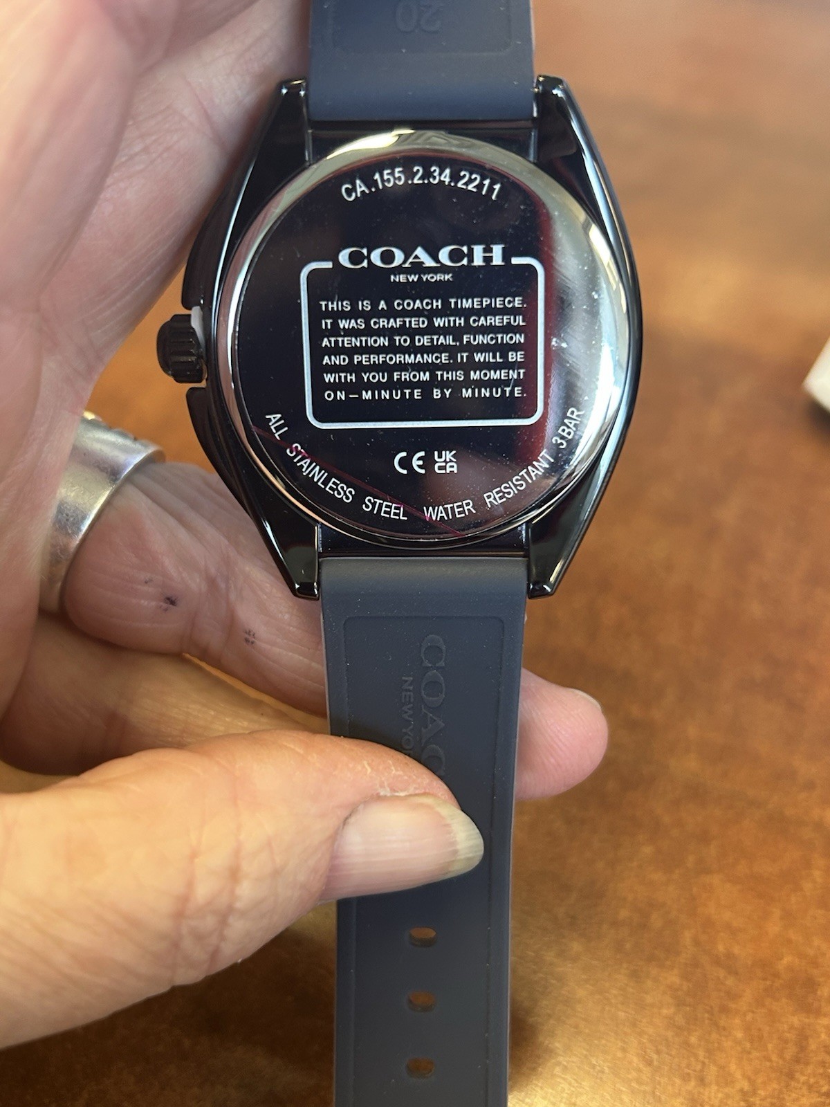 Coach Men Flip Watch Rubber Strap Navy/Black Stainless Steel Water Resist 3 Bar