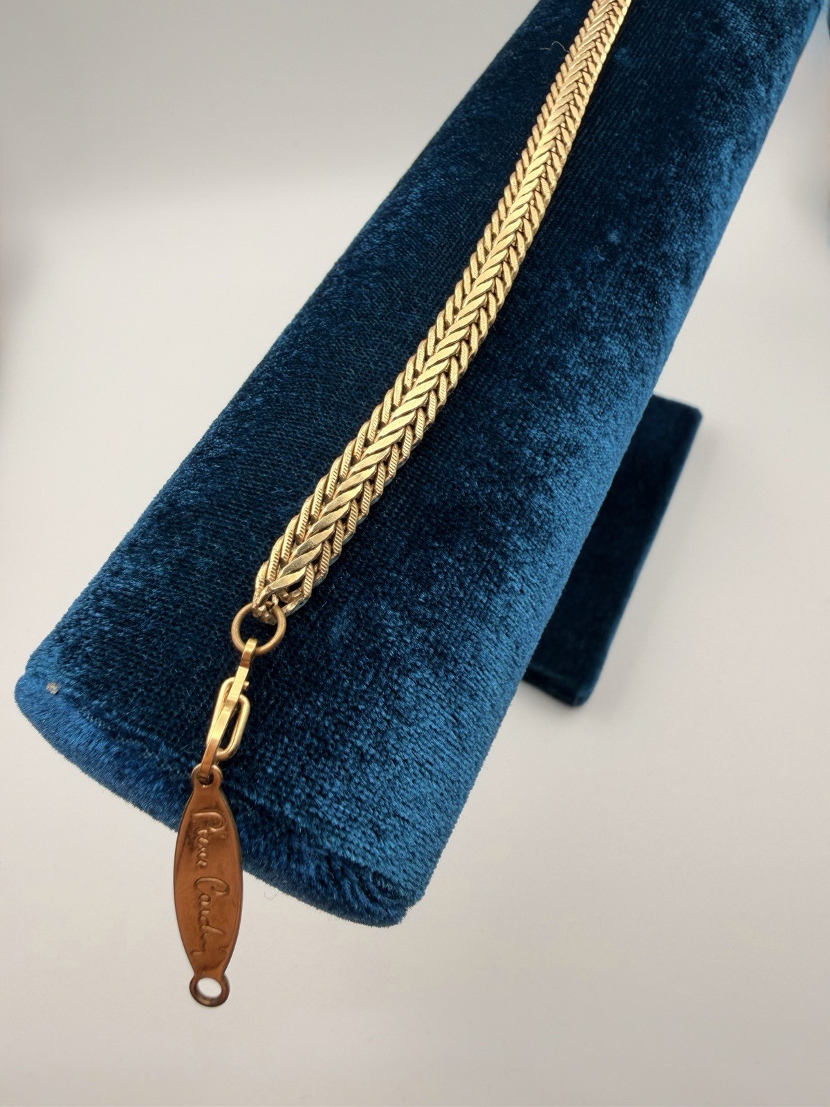Vintage Pierre Cardin Gold Tone Herringbone Bracelet 8” Signed PAT 537985