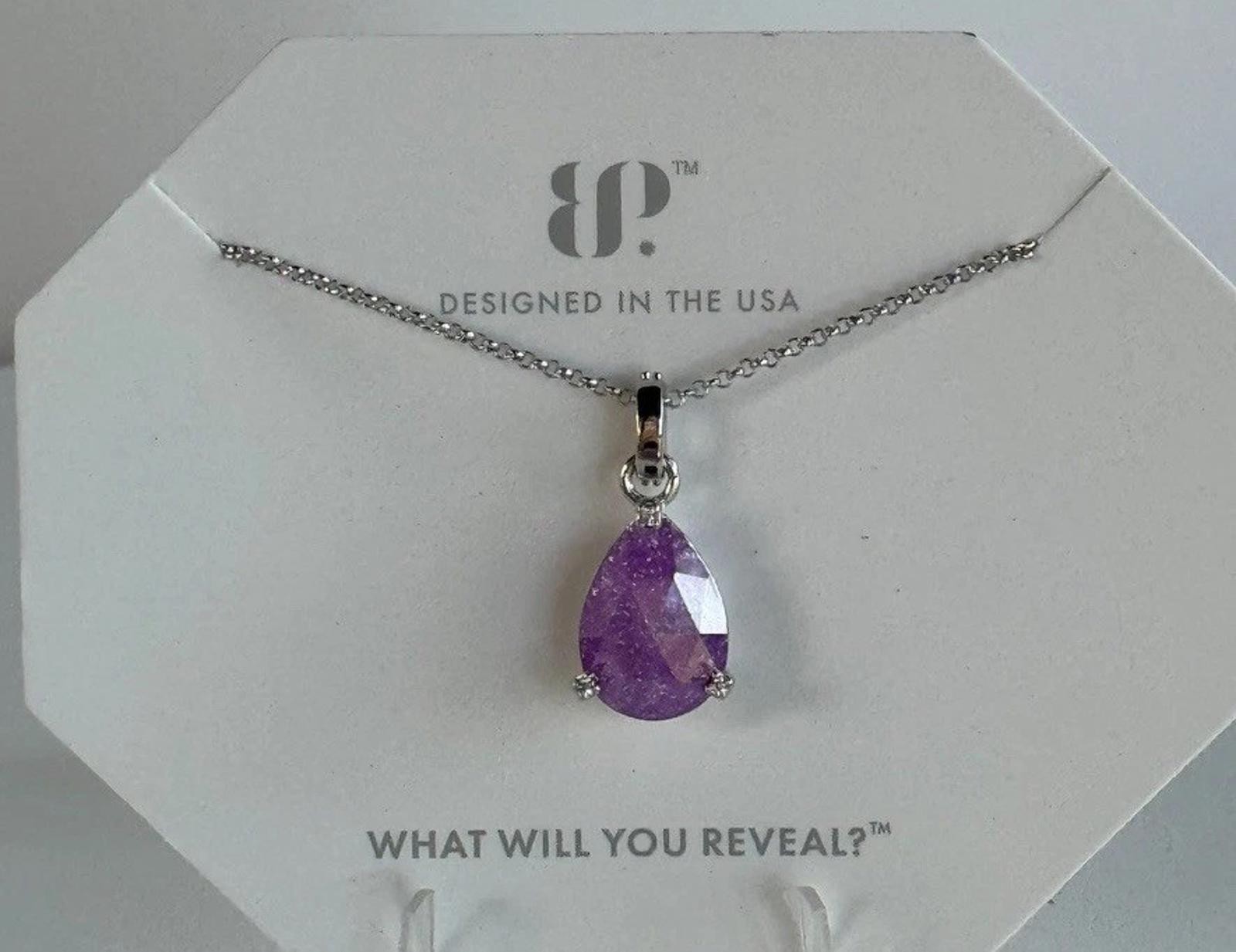 Bomb Party Necklace “Pure Strength” NK19278 Lavender Ice Crystal on Rhodium