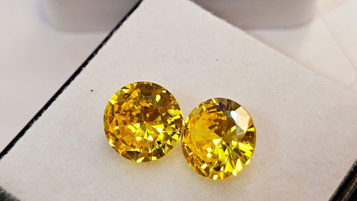 Yellow Zircon Round Cut 3+ Ct Pair For Earring Making Loose Gemstone