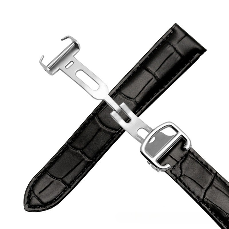 Genuine Leather Watch Band Strap Folding Clasp Wristband 16 18 20mm for Cartier