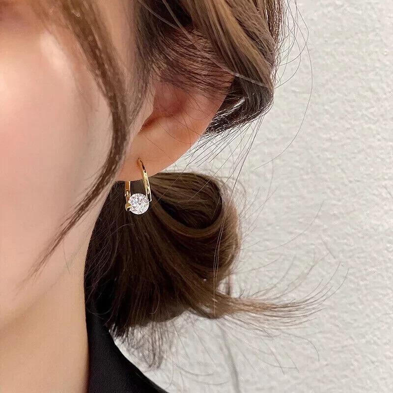 2Ct Round Cut Lab-Created Diamond Drop Dangle Earrings In 14K Yellow Gold Plated