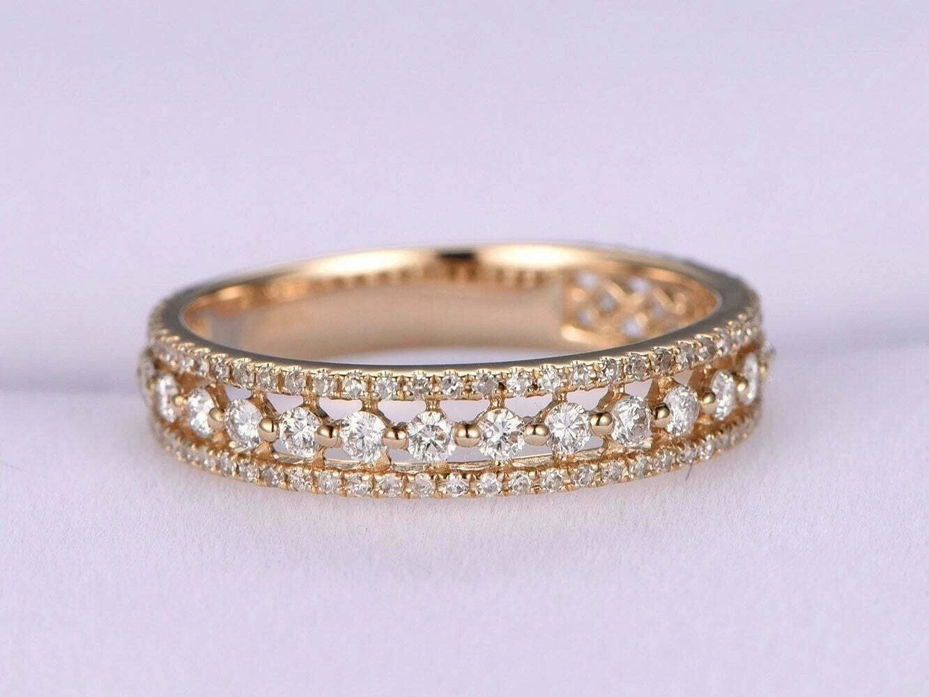 2.30Ct Lab-Created VVS1 Diamond Eternity Band Engagement Ring 14K Yellow Gold Fn