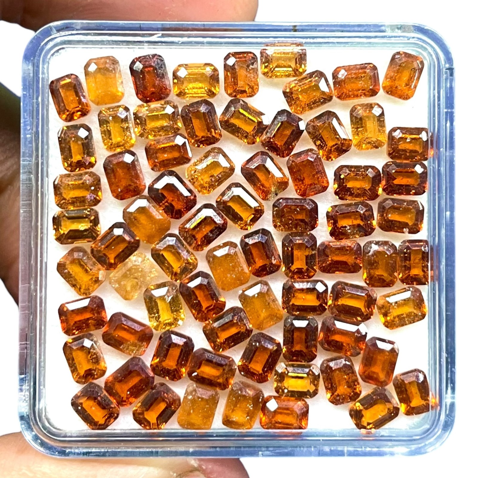 50 Pcs Natural Hessonite Garnet 3.8×2.8mm Emerald Cut Loose Untreated Gemstones