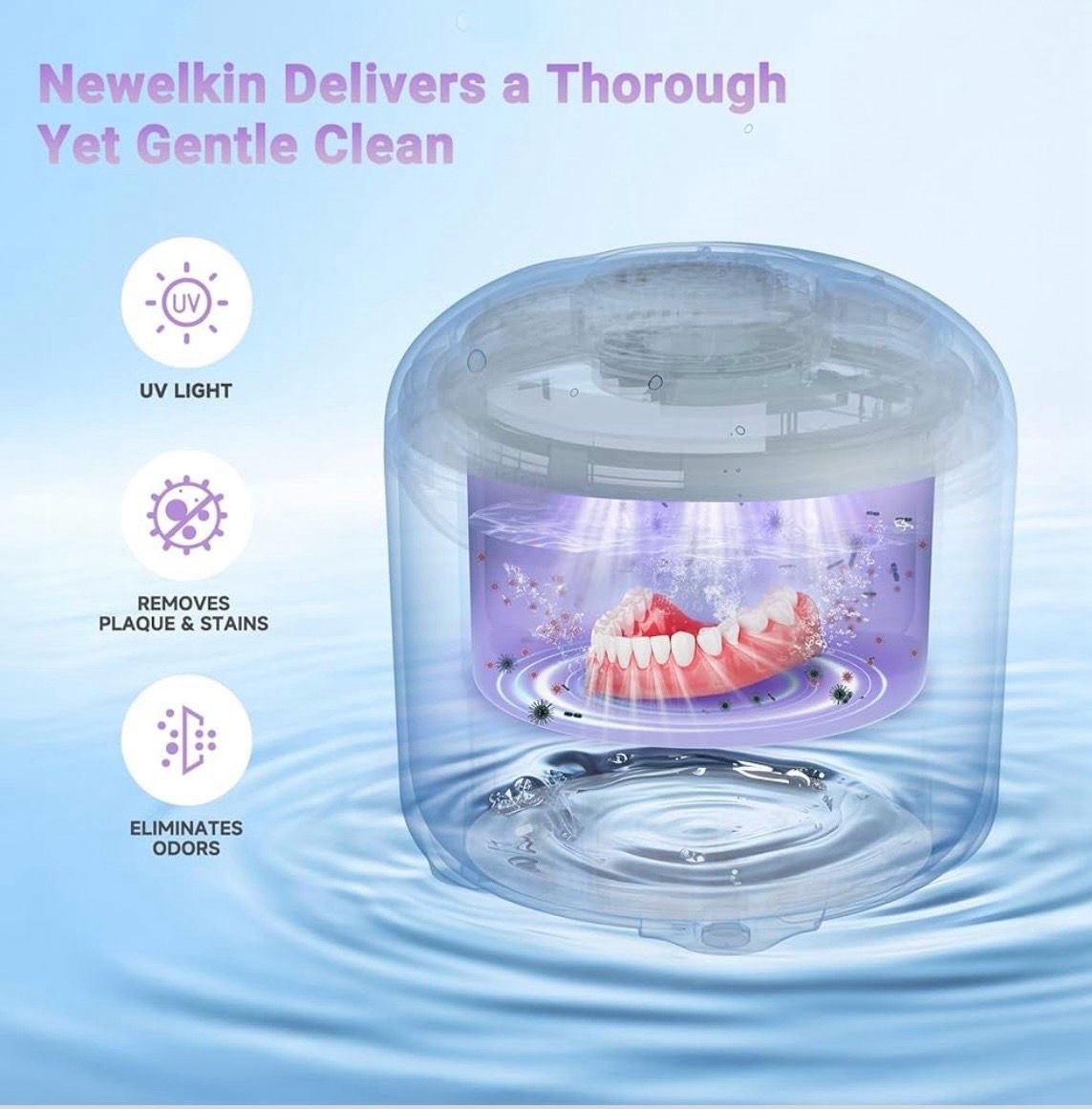 Ultrasonic Retainer Cleaner, 48kHz Denture Cleaner Machine