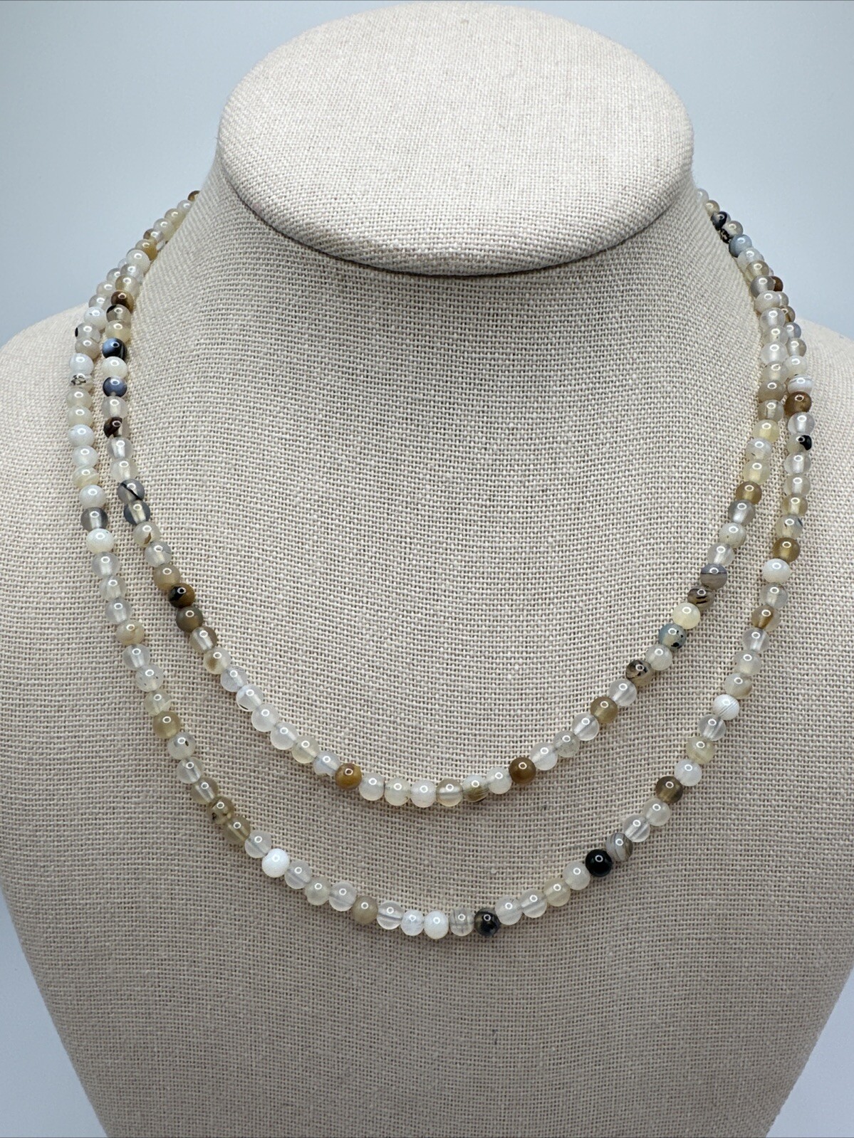 Mine Finds By Jay King Long 36” 4.4mm Natural Agate Sterling Silver Necklace
