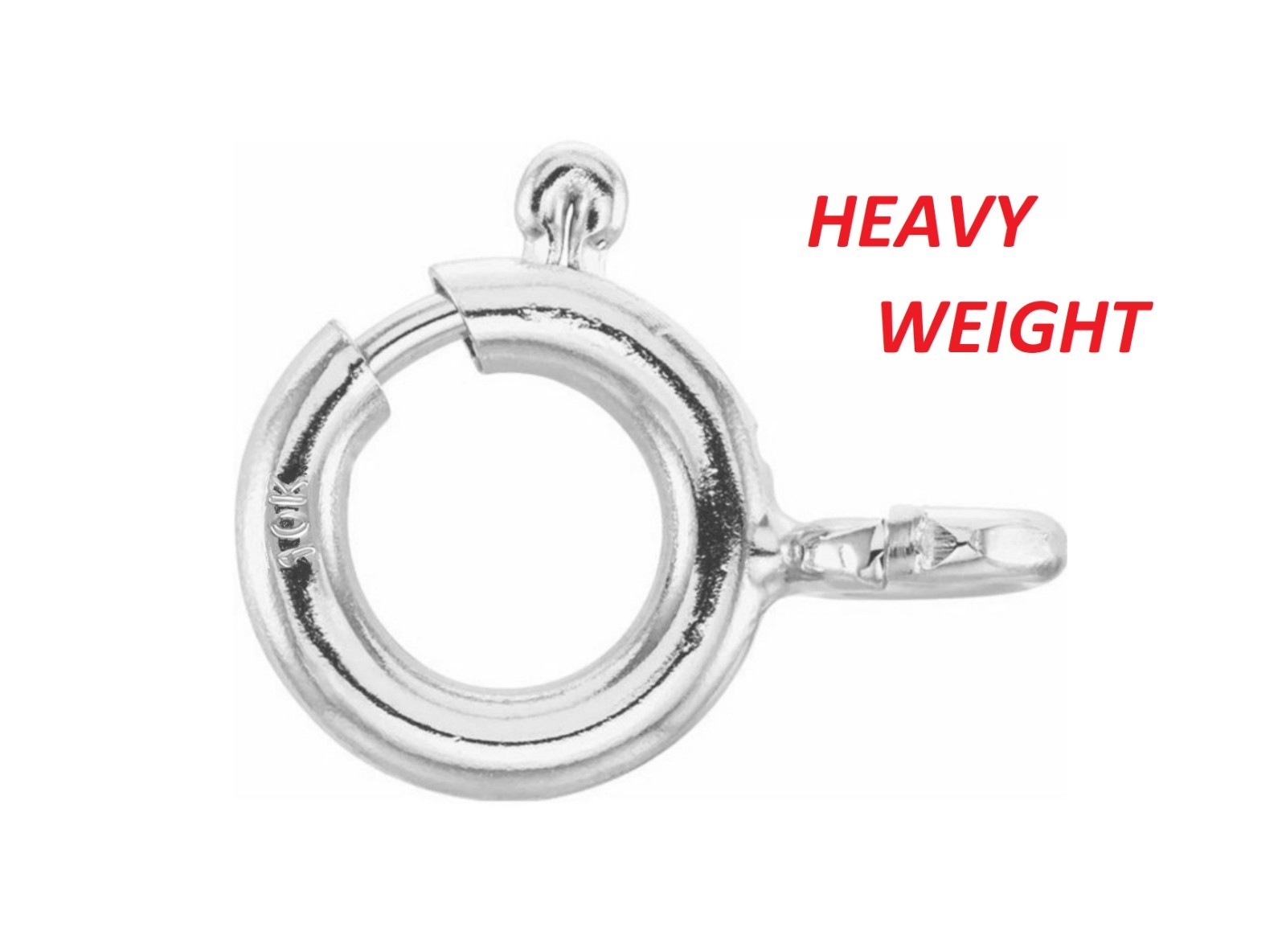 5mm 10k PREMIUM WEIGHT Solid White Gold Heavy Spring Ring Clasp OPEN Jump Italy