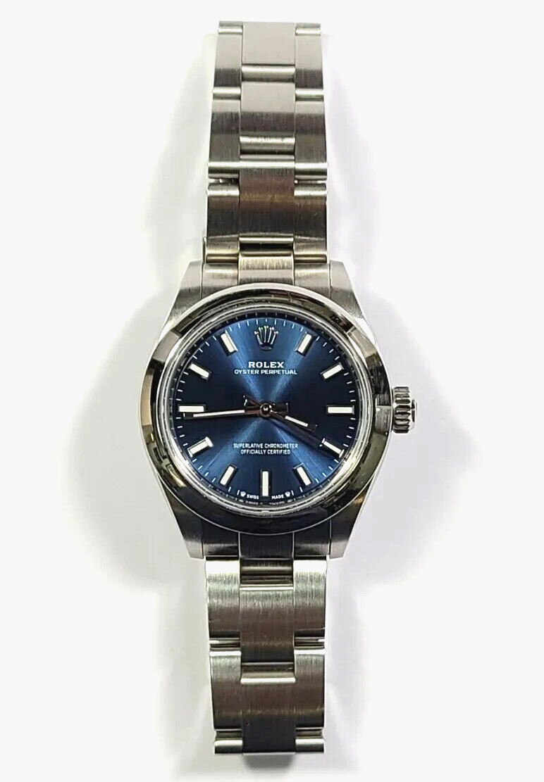 Rolex Oyster Perpetual Stainless Steel Blue Dial 28mm Ladies Watch 276200
