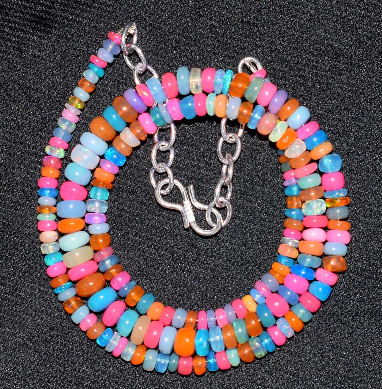 AAA+ Natural Ethiopian Opal Wello Fire Opal Gemstone Beads 16″Necklace F3673