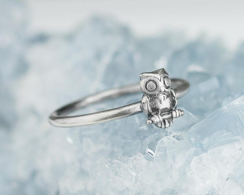 Sterling Silver Little Owl Ring Handmade Custom Sizes Available Solid .925