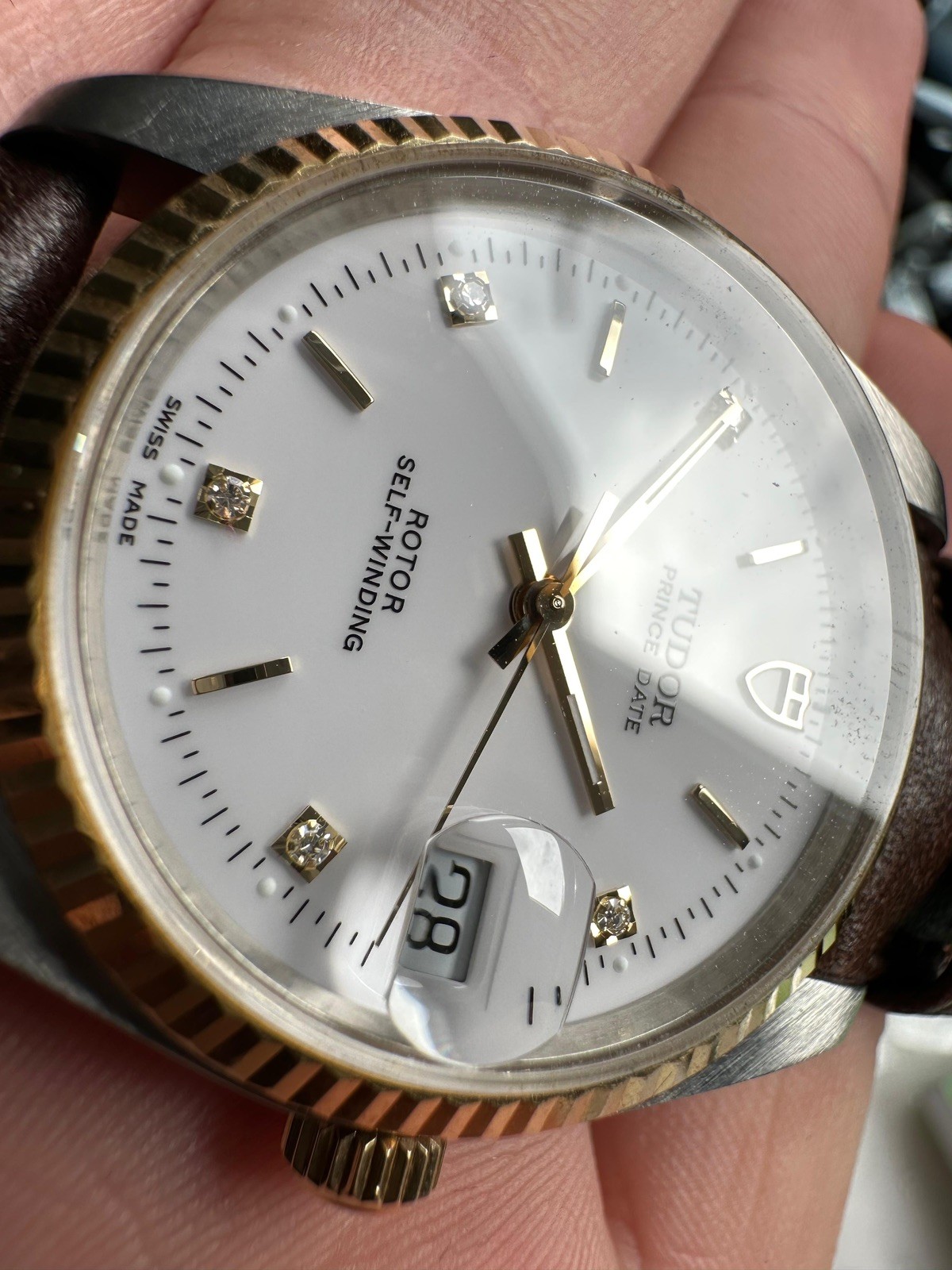 Tudor prince date mint condition amazing dial ref 74033 on leather strap